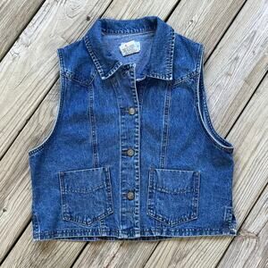 French Dressing Jeanswear Women's Vintage Blue Denim Vest Size 6